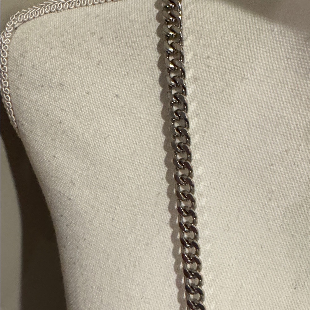 Zara gray leather crossbody mini flap bag with fringe and silver link chain - Picture 3 of 9